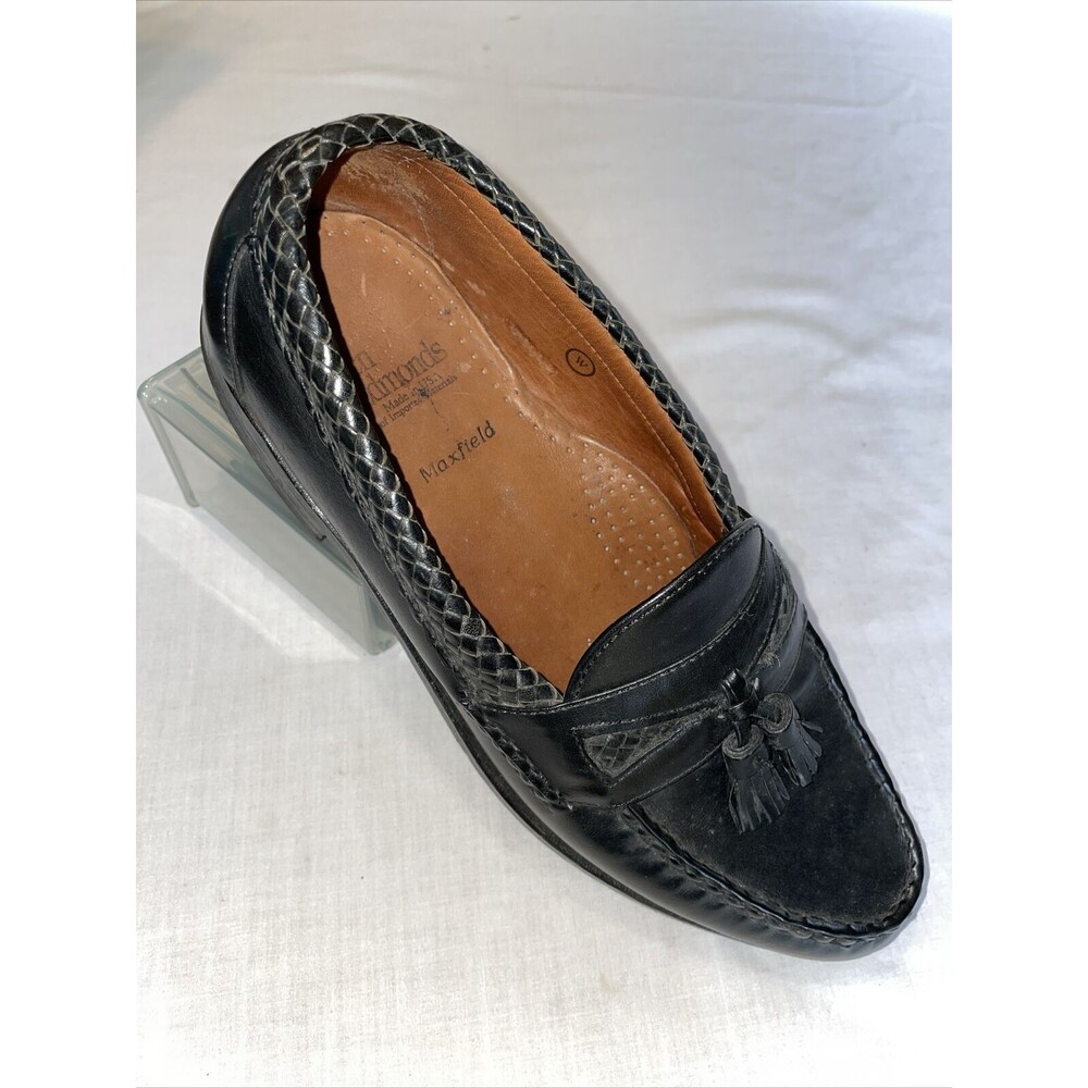 Allen Edmonds Maxfield Dress Loafers Mens Size 9 C Black Leather Tassels Weave